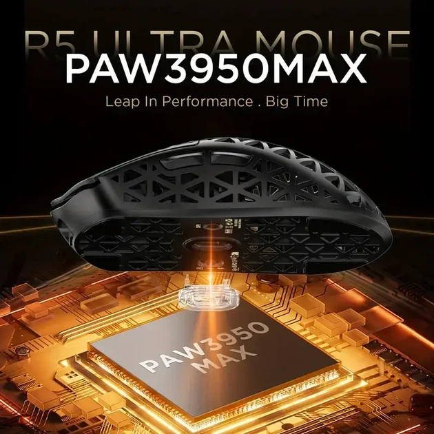 Игровая мышь ATTACK SHARK R5 Ultra Red (PAW3950MAX, 8000 Гц, 39 г, 2.4G/Bluetooth/USB-C) - изображение 5