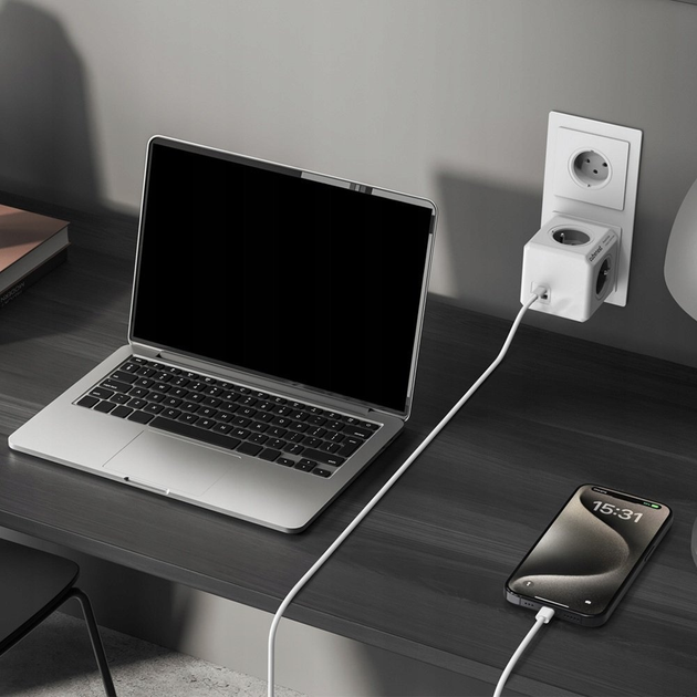 Розгалужувач мережі Cubenest PowerCube Original USB A+C PD 20W Gray (PC220GY) - зображення 4