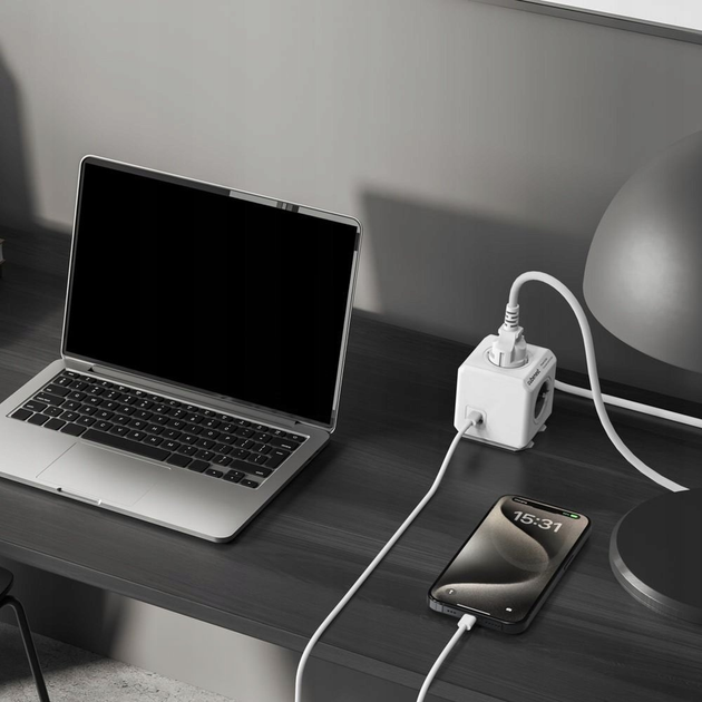 Розгалужувач мережі Cubenest PowerCube Extended USB A+C PD 20W Gray (PC420GY) - зображення 6