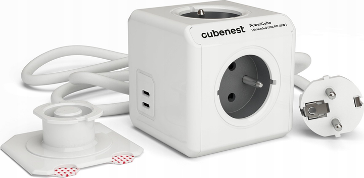 Розгалужувач мережі Cubenest PowerCube Extended USB C+C PD 35W Gray (PC435GY) - зображення 2