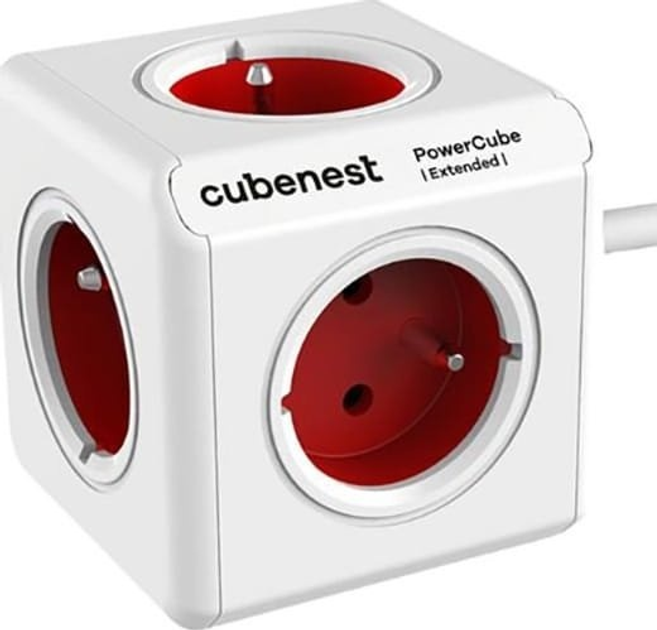 Rozgałęźnik sieciowy Cubenest PowerCube Extended Red (PC320RD) - obraz 1