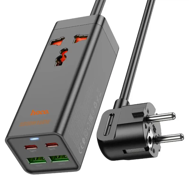 Зарядне GaN HOCO AC10A Barry GaN PD65W QC3.0 2*USB 2*Typec-C, універсальна розетка AC EU/UK/US, кабель 1.5м - Фото 1 Зарядне GaN HOCO AC10A Barry GaN PD65W QC3.0 2*USB 2*Typec-C, універсальна розетка AC EU/UK/US, кабель 1.5м - зображення 1