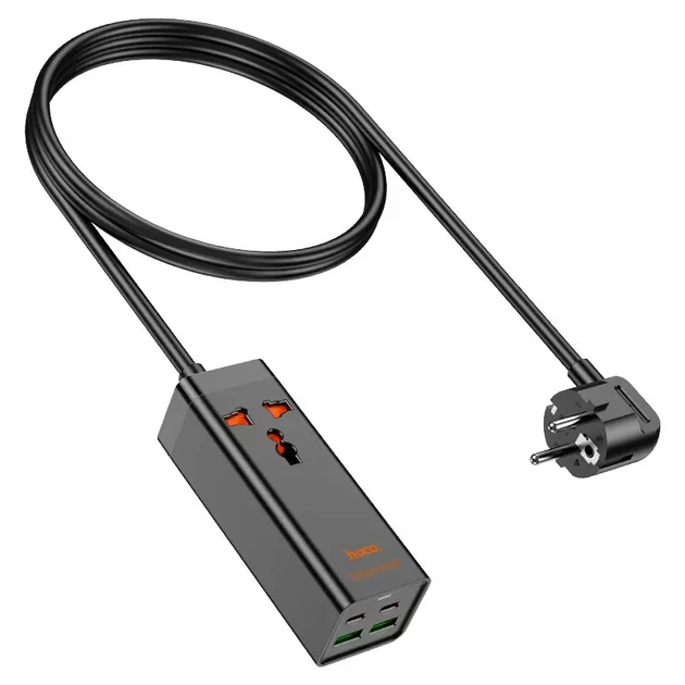 Зарядне GaN HOCO AC10A Barry GaN PD65W QC3.0 2*USB 2*Typec-C, універсальна розетка AC EU/UK/US, кабель 1.5м - Фото 5 Зарядне GaN HOCO AC10A Barry GaN PD65W QC3.0 2*USB 2*Typec-C, універсальна розетка AC EU/UK/US, кабель 1.5м - зображення 5