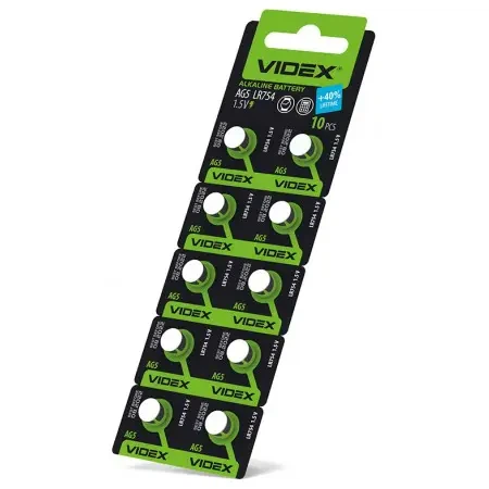 Батарейка лужна Videx AG 5 (LR754) BLISTER CARD 10 pcs - изображение 2