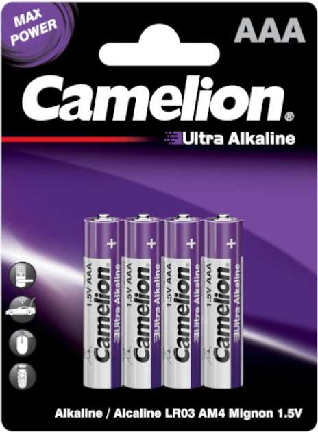 Батарейка CAMELION LR 03 ААА Ultra Alkaline 4BL - Фото 2 Батарейка CAMELION LR 03 ААА Ultra Alkaline 4BL - зображення 2