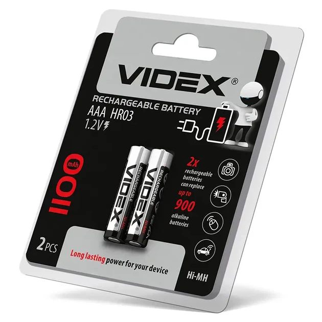 Акумулятор VIDEX Ni-MH AAA HR03 1100mAh 2BL - изображение 3