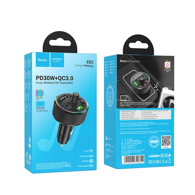 FM-модулятор HOCO E82 Guerrero PD30W QC3.0 Gray - изображение 2