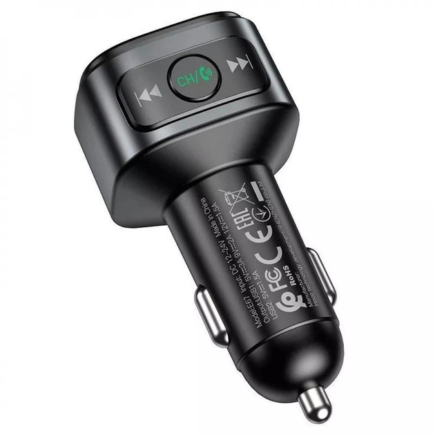 FM-модулятор HOCO E67 2USB QC3.0 BT5.0 black - Фото 6 FM-модулятор HOCO E67 2USB QC3.0 BT5.0 black - изображение 6