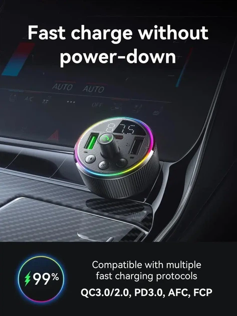 FM-модулятор HOCO E82 Guerrero PD30W QC3.0 Gray - изображение 7