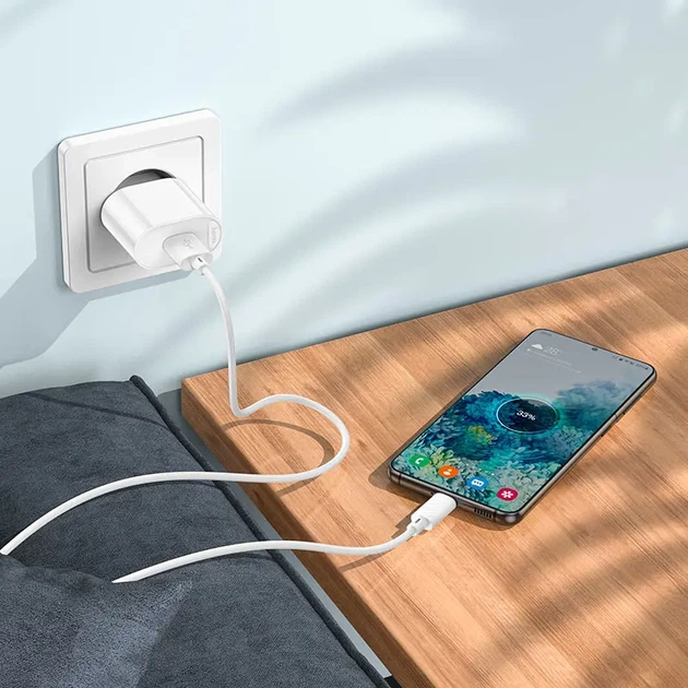 Зарядне Hoco C109A 1USB 3А 18W QC3.0 кабель Micro White - Фото 7 Зарядне Hoco C109A 1USB 3А 18W QC3.0 кабель Micro White - изображение 7