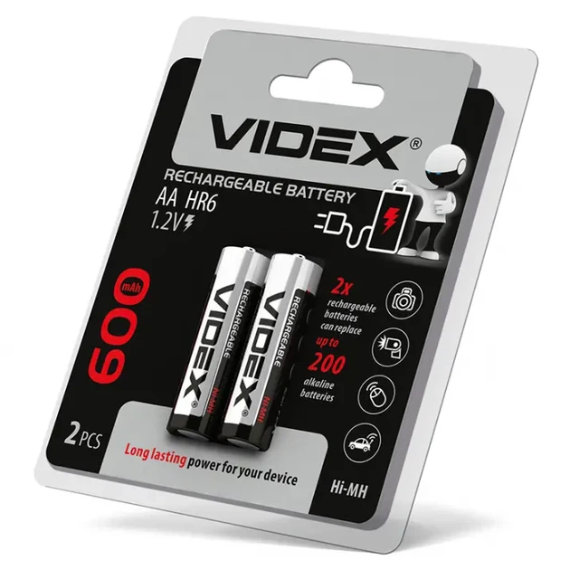 Акумулятор VIDEX Ni-MH AA HR06 600mAh 2BL - зображення 2