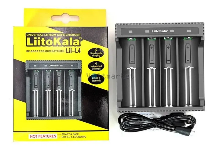 Зарядне LiitoKala Lii-L4 для 1-4 елементів 10440-26650 Li-Ion від USB - Фото 4 Зарядне LiitoKala Lii-L4 для 1-4 елементів 10440-26650 Li-Ion від USB - изображение 4