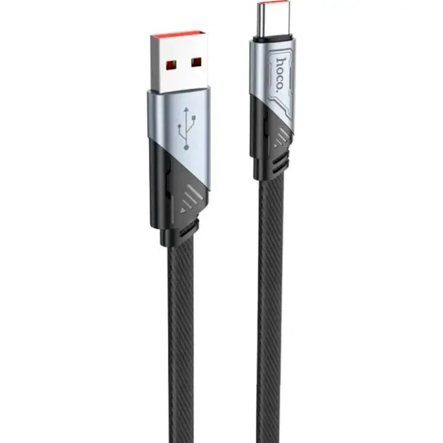 Кабель HOCO U119 USB AM - Type-C 5A 1.2м нейлонове оплетення алюмінієві роз'єми чорний - зображення 3