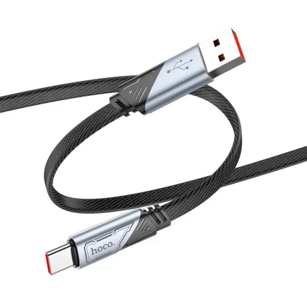 Кабель HOCO U119 USB AM - Type-C 5A 1.2м нейлонове оплетення алюмінієві роз'єми чорний - зображення 4