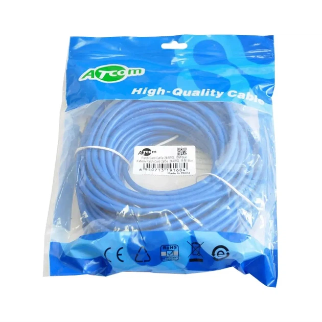 Патч-корд ATCOM RJ45 - RJ45 UTP Cat.5e 25m blue 9172 - зображення 3