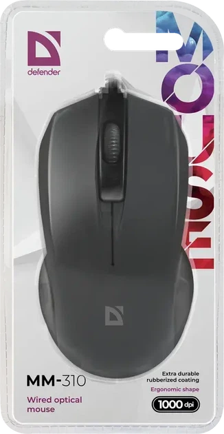 Миша DEFENDER MM-310 1000 dpi чорний - зображення 4
