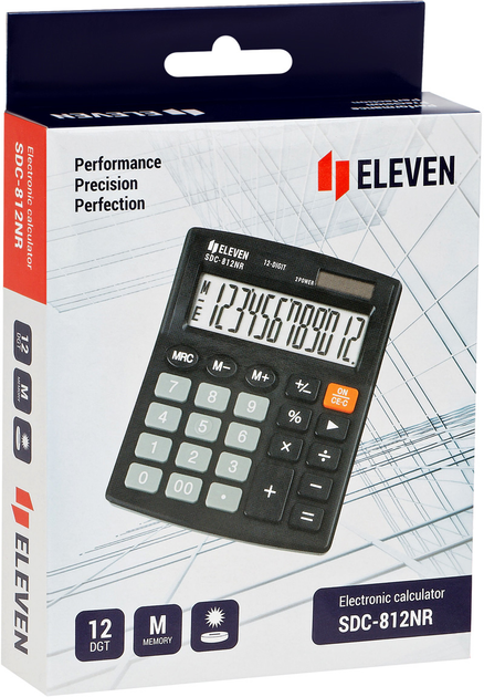 Калькулятор Eleven 12-розрядний Black (SDC-812NR) - зображення 6