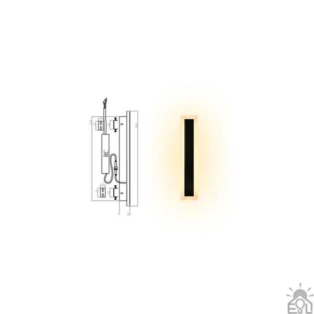 Светильник бра SOLEIN 11W LED 40см Esllse черный 400x80x44мм IP65 настенный 11Вт 640Lm 3000К теплый свет - изображение 6