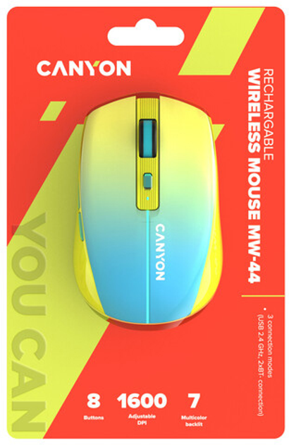 Миша Canyon MW-44 LED Wireless/Bluetooth Yellow-Blue (CNS-CMSW44UA) (G140641800646) - Уцінка - зображення 5