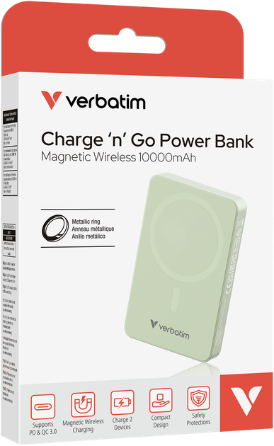 УМБ Verbatim Charge Go Essentials 10000 mAh 20W Green (23942322283) - зображення 4