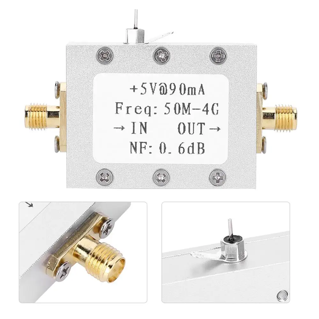 Усилитель радиосигналов RF LNA 50 MГц - 4000 МГц, NF = 0,6 дБ, для 2.4G 900M SDR receiver HF FM VHF UHF Ham - изображение 2