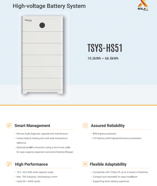 Блок расширения системы аккумуляторов Solax Power T-HS5.1(9-13 модулей) - изображение 3