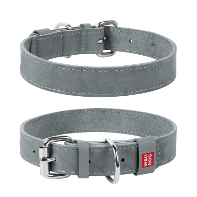 Ошейник для собак кожаный Collar WAUDOG Classic Ш 15 мм Дл 27-36 см Серый - Фото 1 Ошейник для собак кожаный Collar WAUDOG Classic Ш 15 мм Дл 27-36 см Серый - изображение 1