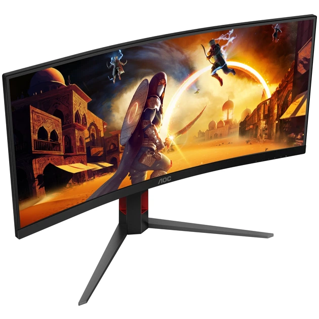 TFT 34' AOC CU34G4, WQHD, VA, вигн., 180Гц, 2хHDMI, DP, HAS, Pivot, чорно-червоний - изображение 2