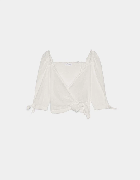 Топ Bershka білий TDDHJ796 L - зображення 5