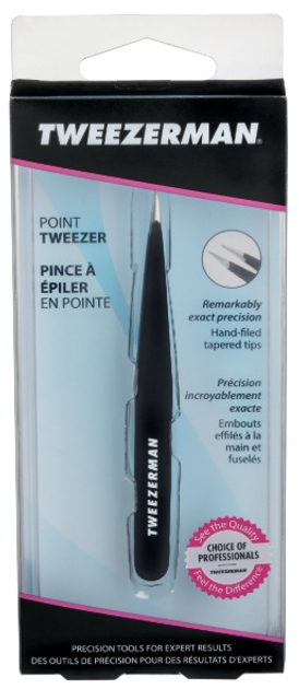 Pęseta do brwi Tweezerman Point Tweezer Zaostrzona Czarna (0038097124125) - obraz 1