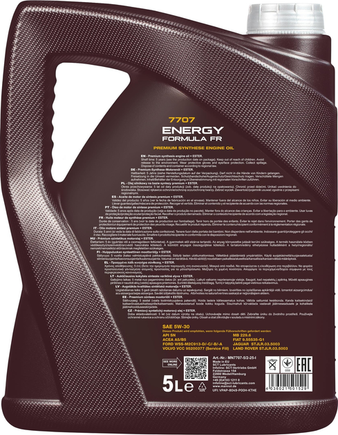 Olej silnikowy Mannol Energy Formula FR 5W30 5 l (4036021501529) - obraz 2