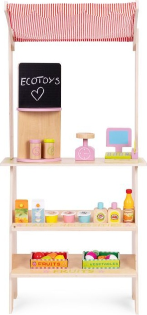 Drewniany zestaw do zabawy EcoToys Sklep z terminalem i wagą 20 elementów HM328234 (5905817007240) - obraz 3
