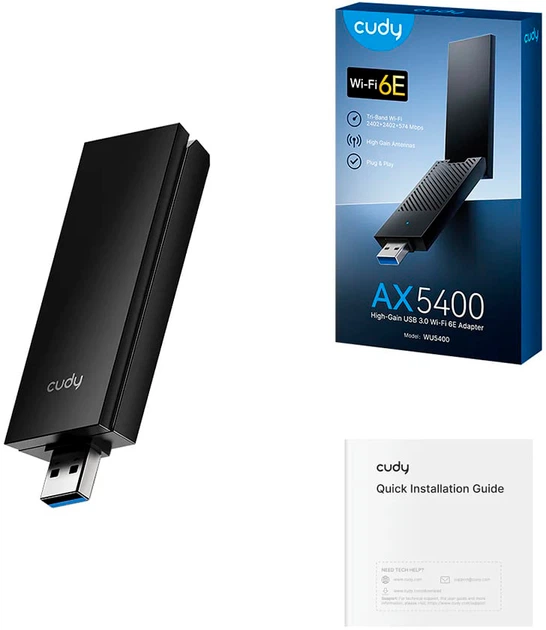 Wi-Fi адаптер Cudy WU5400 тридіапазонний з USB 3.0 AX5400 (73-00588) - зображення 8