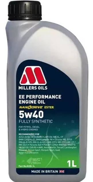 Olej silnikowy Millers Oils EE Performance 5W40 1 l (5024081820819) - obraz 1