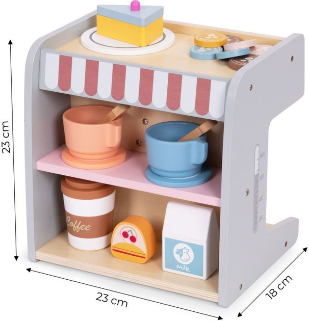 Дерев'яний ігровий набір EcoToys Кавомашина 2 в 1 26 предметів HM328245 (5905817007264) - зображення 10
