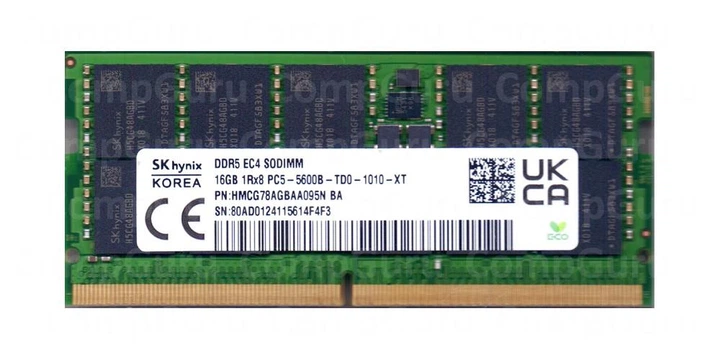 Оперативная память для ноутбука Hynix DDR5 16GB 5600MHz SO-DIMM ECC 1Rx8 PC5-5600B (HMCG78AGBAA095N) - Фото 1 Оперативная память для ноутбука Hynix DDR5 16GB 5600MHz SO-DIMM ECC 1Rx8 PC5-5600B (HMCG78AGBAA095N) - изображение 1