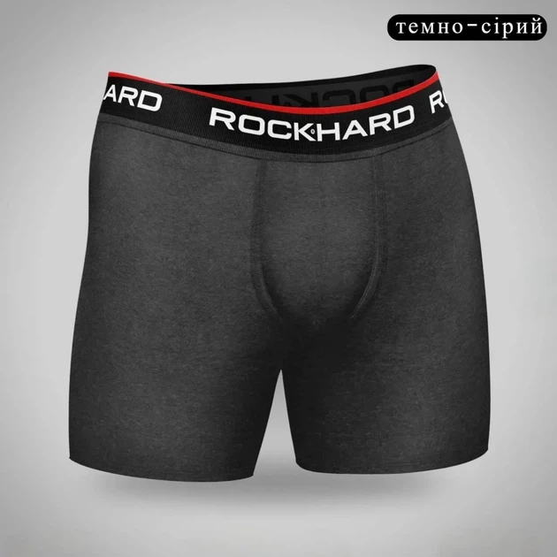 Мужские трусы-боксеры удлинённые из натурального хлопка ROCK-HARD 7001k XL Темно-серый - Фото 1 Мужские трусы-боксеры удлинённые из натурального хлопка ROCK-HARD 7001k XL Темно-серый - изображение 1