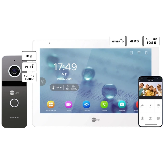 Комплект відеодомофону Neolight MEZZO Hybrid + SOLO IPW Graphite з кутком, PoE адаптер для панелі виклику - Фото 1 Комплект відеодомофону Neolight MEZZO Hybrid + SOLO IPW Graphite з кутком, PoE адаптер для панелі виклику - зображення 1