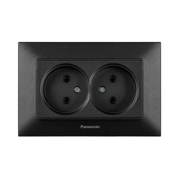 Розетка двойная Panasonic Arkedia Slim черная wntc02042bl - Фото 1 Розетка двойная Panasonic Arkedia Slim черная wntc02042bl - изображение 1