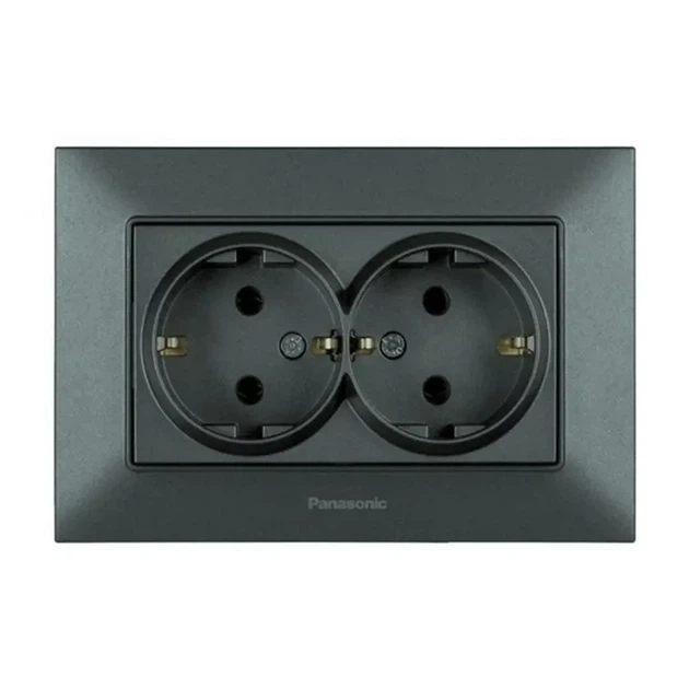 Розетка двойная с заземлениемPanasonic Arkedia Slim дымчатая wntc0205-2dg - Фото 1 Розетка двойная с заземлениемPanasonic Arkedia Slim дымчатая wntc0205-2dg - изображение 1