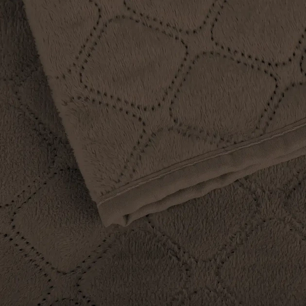 Покрывало ТЕП "VELOUR" Коричневое/Ромб круглый, 240x260 - изображение 6