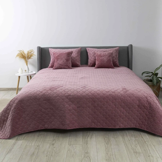 Покривало півтораспальне 150×210 ТЕП VELOUR рожеве Mesa Rose, ромб круглий, велюр, стьобане - Фото 2 Покривало півтораспальне 150×210 ТЕП VELOUR рожеве Mesa Rose, ромб круглий, велюр, стьобане - зображення 2