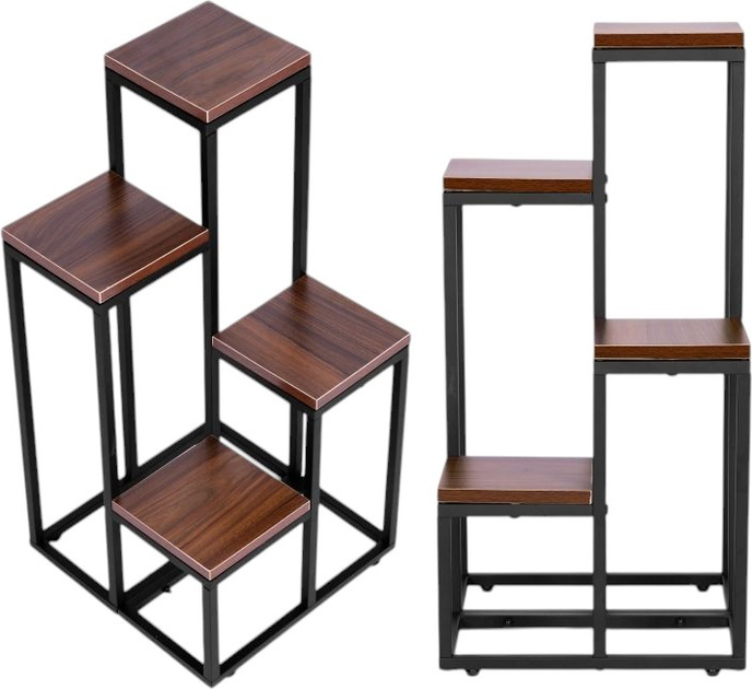 Stojak na kwiaty ModernHome by Multistore 4 półki Ciemny orzech (PJJPS0011 DARK) - obraz 4