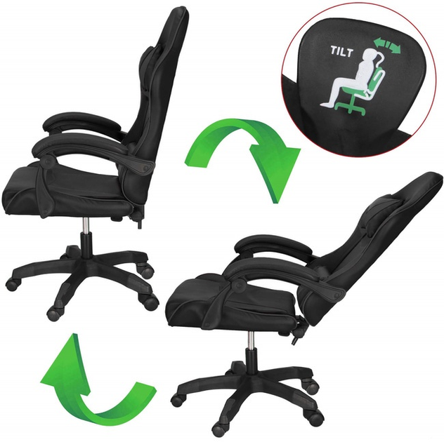 Fotel gamingowy Springos HF0035 Czarny (5908455301046) - obraz 5
