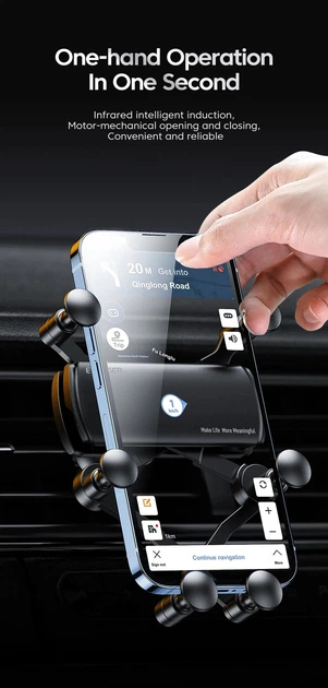 Холдер Essager Universal 6-points Gravity Car Holder, 4,7" - 6,7", Black - изображение 12