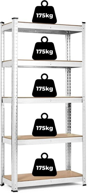 Стелаж металевий ModernHome by Multistore G12045 205 x 120 x 45 см Срібний (5905817006694) - зображення 8