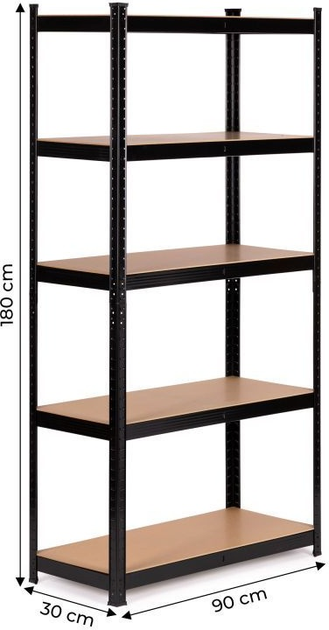 Стелаж металевий ModernHome by Multistore G9030B 180 x 90 x 30 см Чорний (5905817006663) - зображення 11