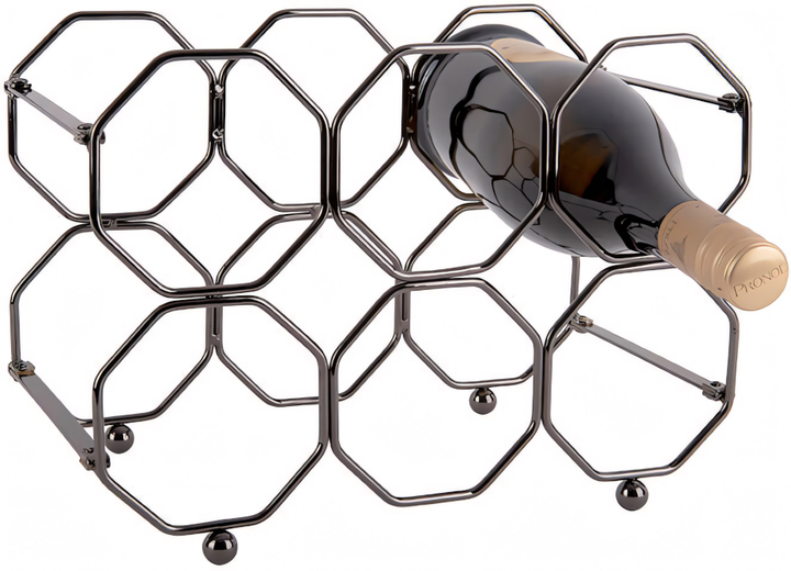 Підставка для вина Present Time Honeycomb на 6 пляшок металева сіра (8714302668081) - зображення 2