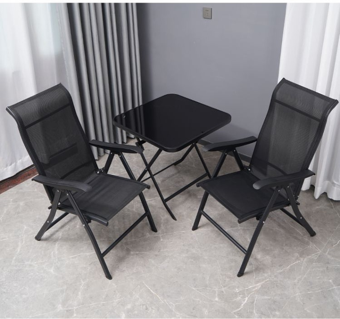 Садовий стіл ModernHome by Multistore скляний складний Чорний SC-091A (5903089060178) - зображення 7