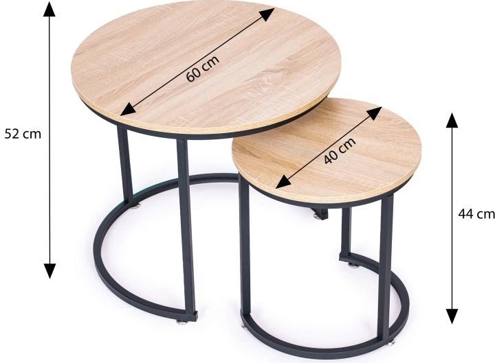 Zestaw stolików kawowych ModernHome by Multistore Loftowy design 2 szt (PJJCT0111) - obraz 8